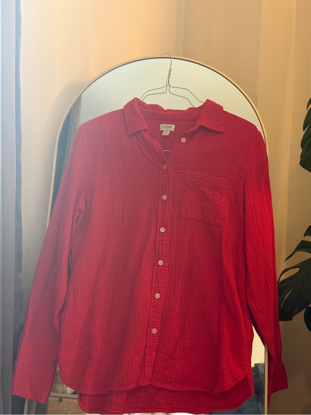 J. Crew Factory Red Long-Sleeve Button-Down Shirt - Picture 2 of 8